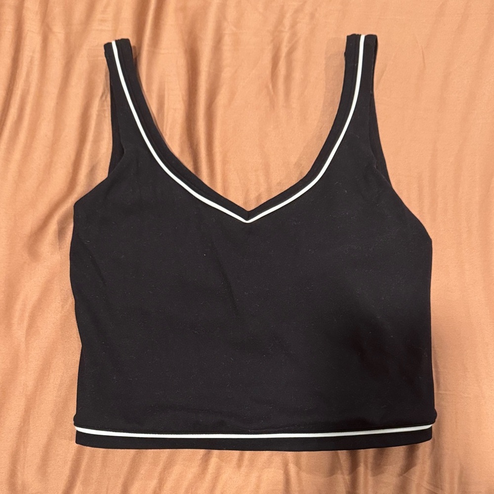 FLX Black Crop Top w/ White Trim – Size XS